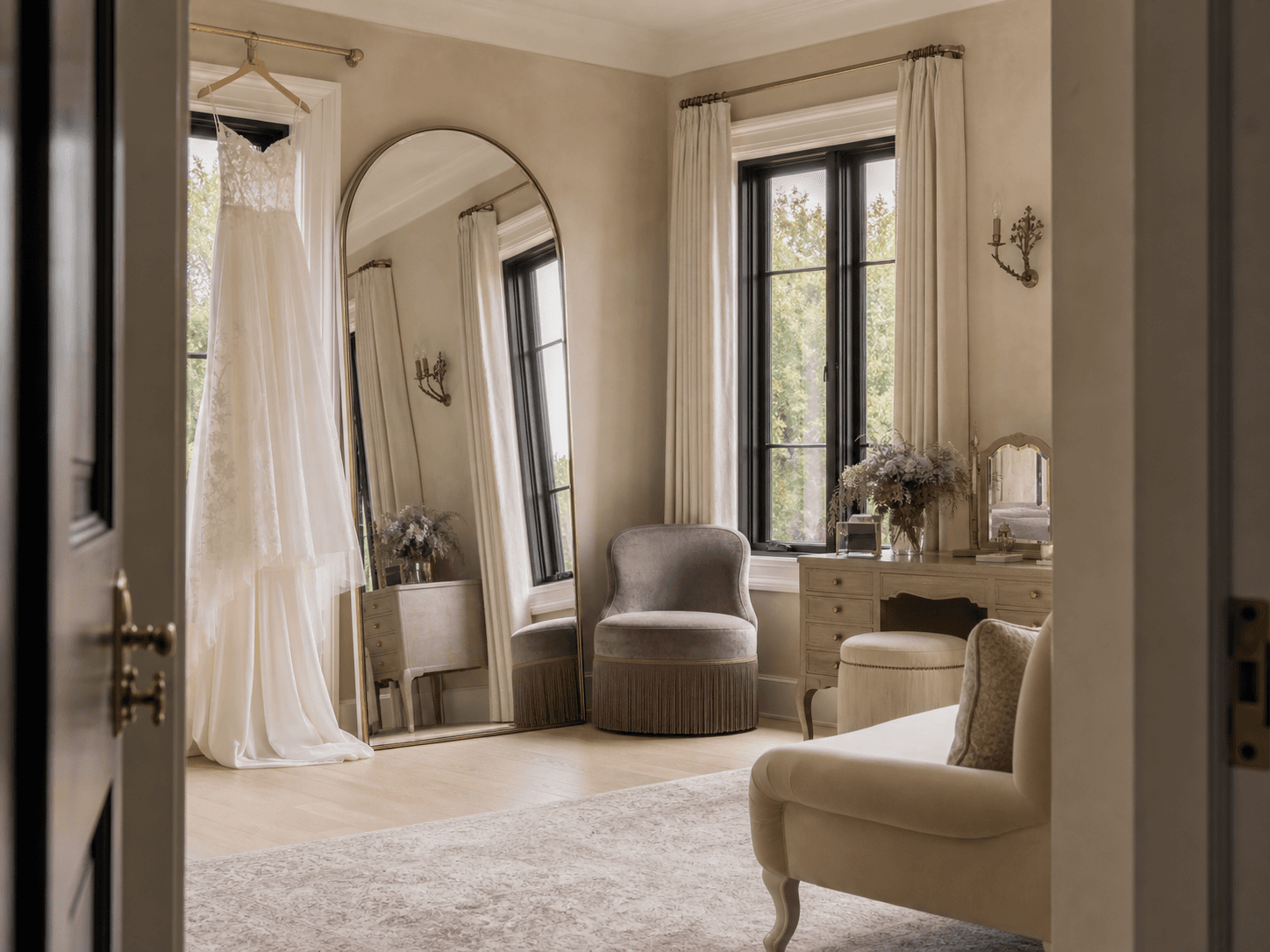 Light-filled private room prepared for a celebration
